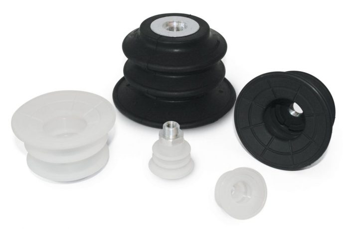 Vacuum cups with two bellows for heavy-duty packaging