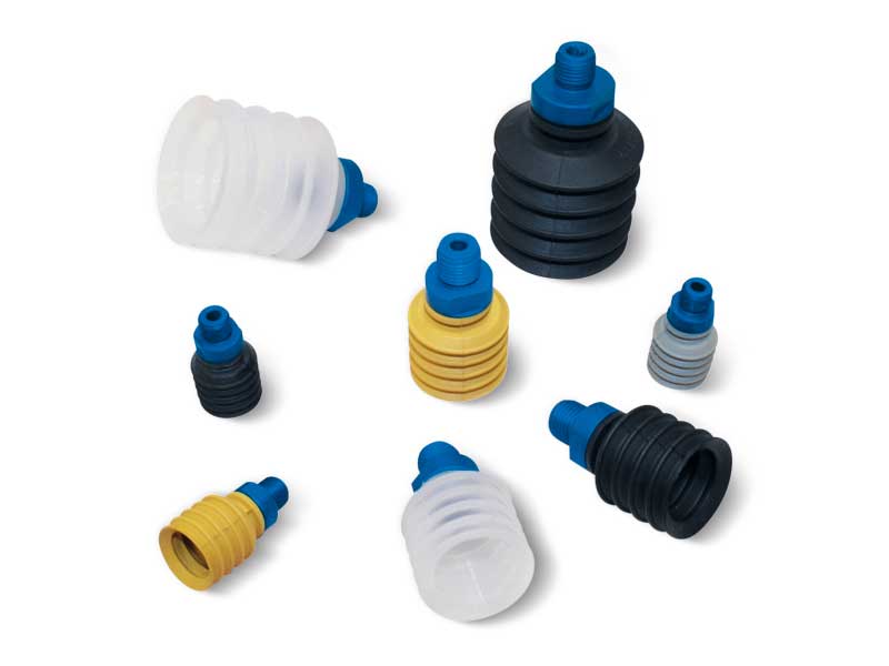 Bellow vacuum cups with male and female supports